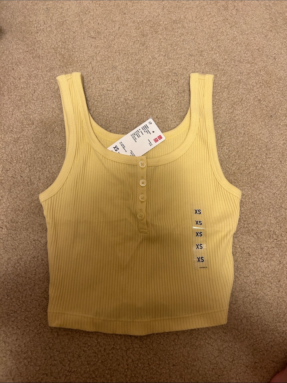 Uniqlo Yellow Ribbed Henley Tank Top